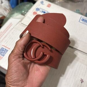 Textured Faux Leather Belt With Monochrome Interlock Buckle